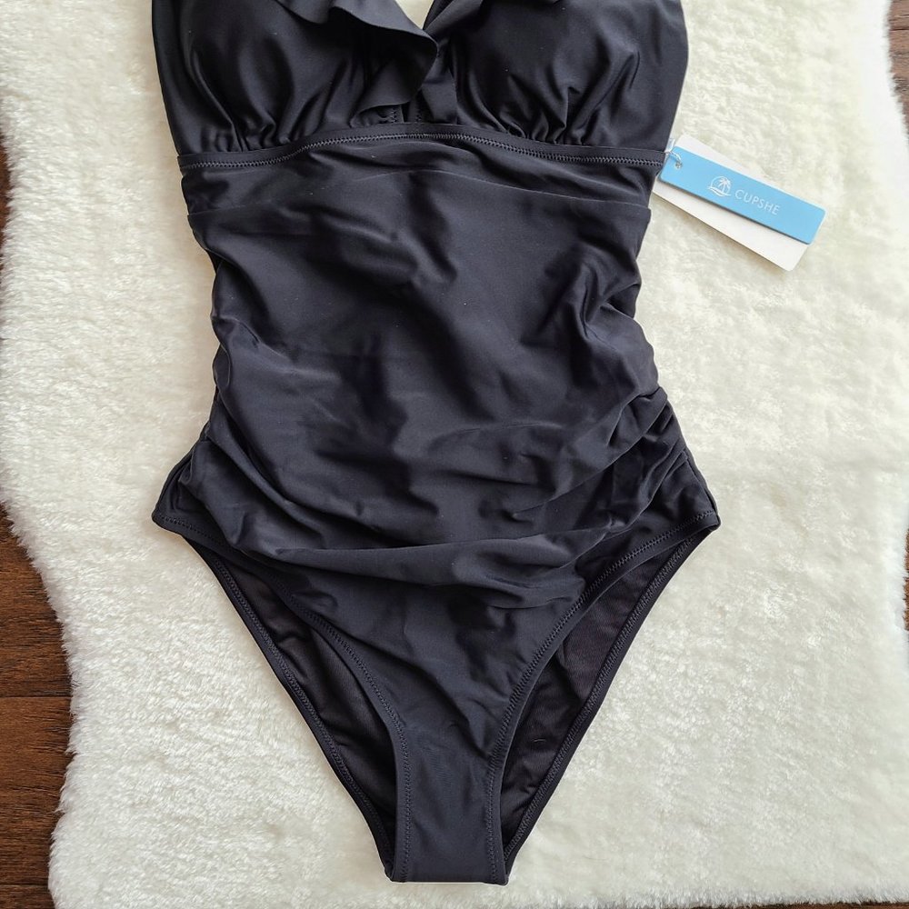 NWT Black Ruffle One Piece Cupshe Swim Suit - Picture 5 of 8